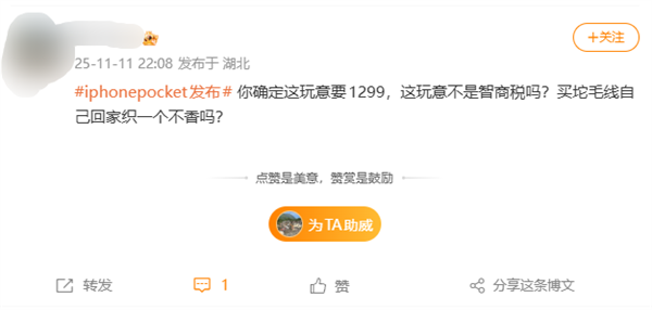 1299元被喷割韭菜!iPhone Pocket引热议 网友:以为苹果发布小折叠屏了